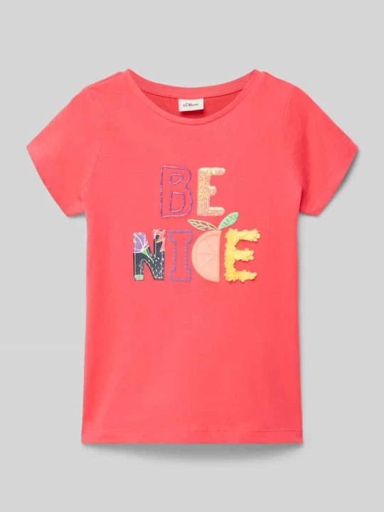 Zdjęcie produktu męski t-shirt o kroju regular fit z czystej bawełny s.Oliver Koralowy