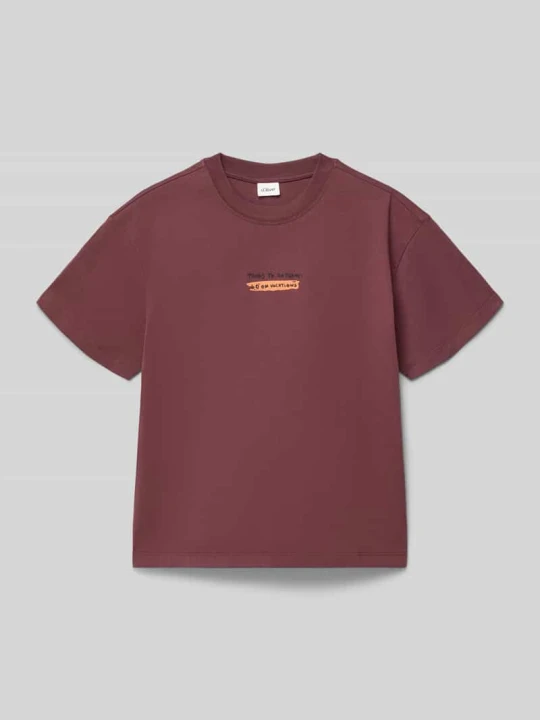 Zdjęcie produktu męski t-shirt o kroju regular fit z czystej bawełny s.Oliver Oberżynowy