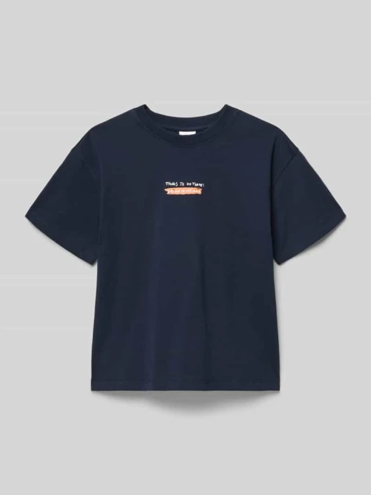 Zdjęcie produktu męski t-shirt o kroju regular fit z czystej bawełny s.Oliver Granatowy