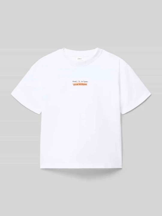 Zdjęcie produktu męski t-shirt o kroju regular fit z czystej bawełny s.Oliver Biały