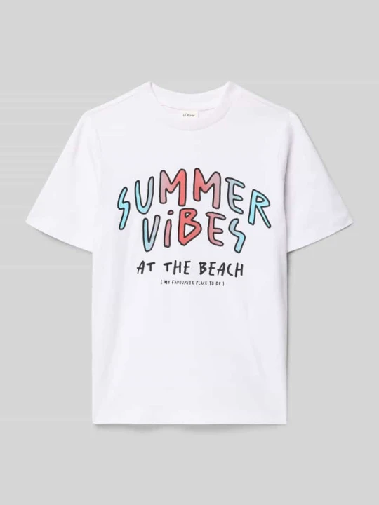 Zdjęcie produktu męski t-shirt o kroju regular fit z czystej bawełny s.Oliver Biały