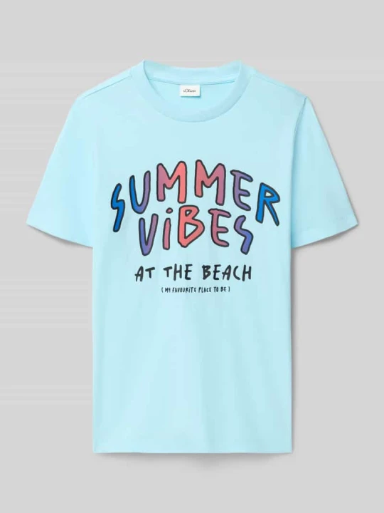 Zdjęcie produktu męski t-shirt o kroju regular fit z czystej bawełny s.Oliver Jasnoturkusowy