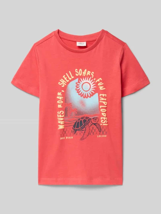 Zdjęcie produktu męski t-shirt o kroju regular fit z czystej bawełny s.Oliver Czerwony