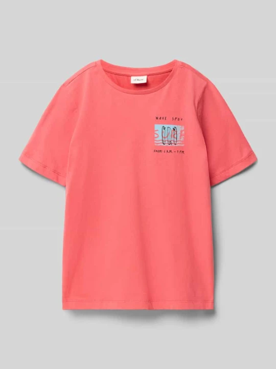 Zdjęcie produktu męski t-shirt o kroju regular fit z czystej bawełny s.Oliver Czerwony