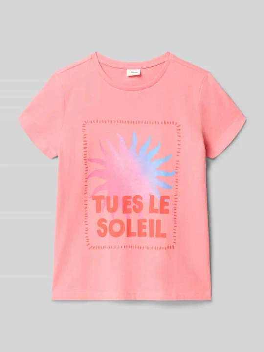 Zdjęcie produktu męski t-shirt o kroju regular fit z czystej bawełny s.Oliver Koralowy