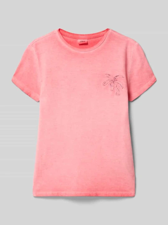 Zdjęcie produktu męski t-shirt o kroju regular fit z czystej bawełny s.Oliver Koralowy