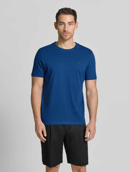 Zdjęcie produktu męski t-shirt o kroju regular fit z czystej bawełny s.Oliver Królewski niebieski