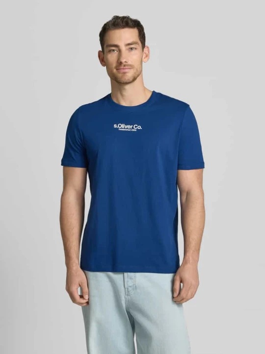 Zdjęcie produktu męski t-shirt o kroju regular fit z czystej bawełny s.Oliver Ciemnoniebieski