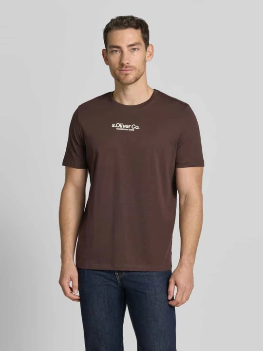 Zdjęcie produktu męski t-shirt o kroju regular fit z czystej bawełny s.Oliver Czekoladowy