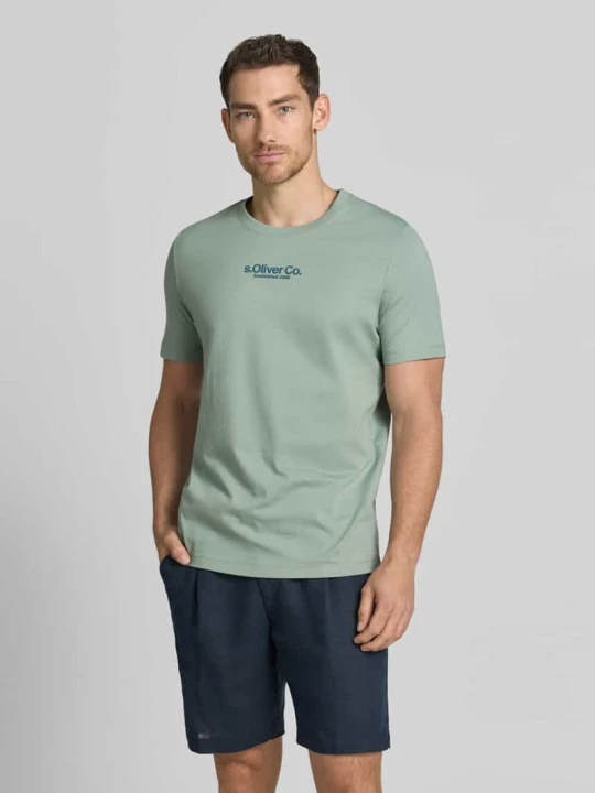Zdjęcie produktu męski t-shirt o kroju regular fit z czystej bawełny s.Oliver Limonkowy
