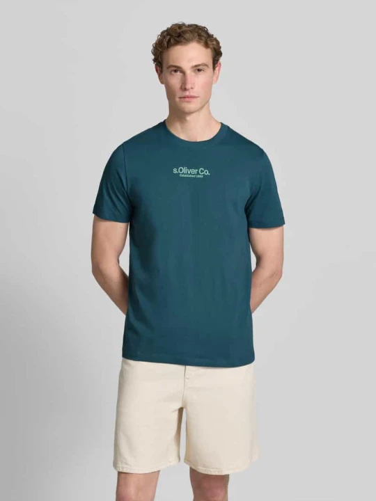 Zdjęcie produktu męski t-shirt o kroju regular fit z czystej bawełny s.Oliver Petrol
