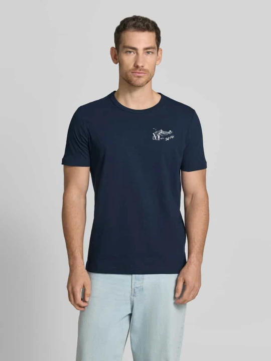 Zdjęcie produktu męski t-shirt o kroju regular fit z czystej bawełny s.Oliver Granatowy