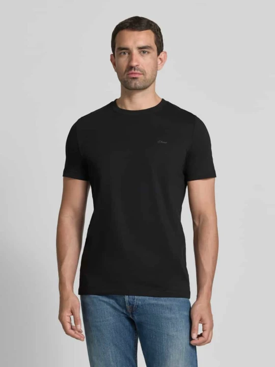 Zdjęcie produktu męski t-shirt o kroju regular fit z czystej bawełny s.Oliver Czarny