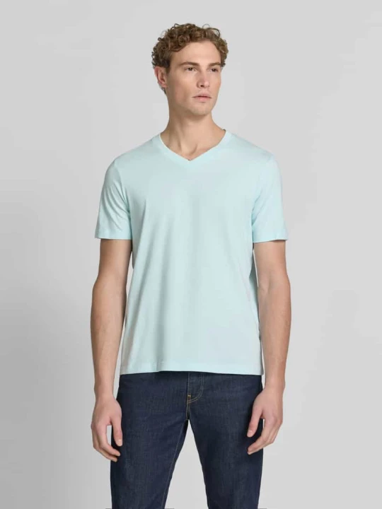 Zdjęcie produktu męski t-shirt o kroju regular fit z czystej bawełny s.Oliver Turkusowy