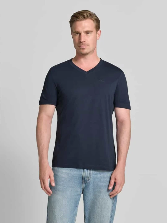 Zdjęcie produktu męski t-shirt o kroju regular fit z czystej bawełny s.Oliver Granatowy