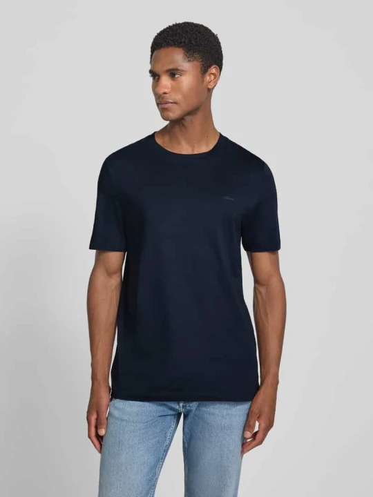Zdjęcie produktu męski t-shirt o kroju regular fit z czystej bawełny s.Oliver Granatowy