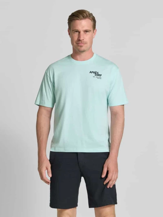 Zdjęcie produktu męski t-shirt o kroju regular fit z czystej bawełny s.Oliver Turkusowy
