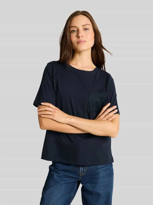 Zdjęcie produktu męski t-shirt o kroju regular fit z czystej bawełny Tom Tailor Ciemnoniebieski