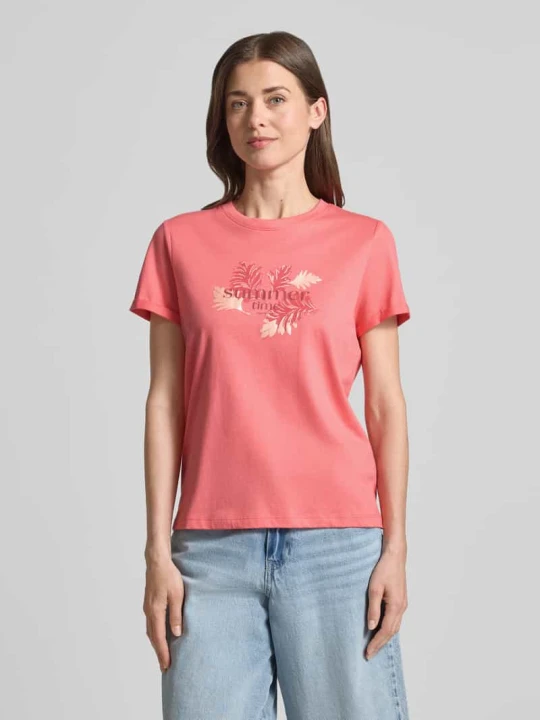 Zdjęcie produktu męski t-shirt o kroju regular fit z czystej bawełny Tom Tailor Koralowy
