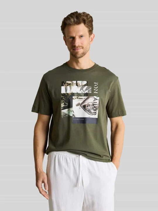 Zdjęcie produktu męski t-shirt o kroju regular fit z czystej bawełny Tom Tailor Oliwkowy