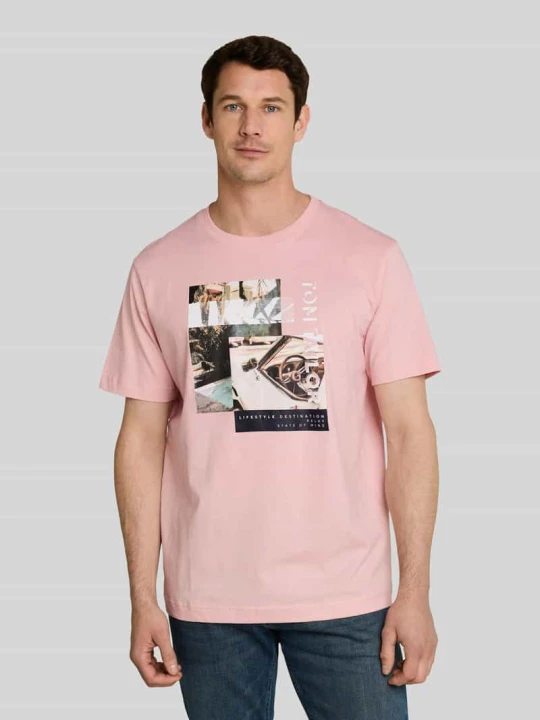 Zdjęcie produktu męski t-shirt o kroju regular fit z czystej bawełny Tom Tailor Mocnoróżowy