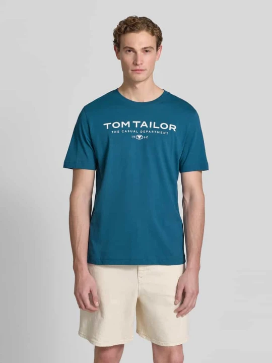 Zdjęcie produktu męski t-shirt o kroju regular fit z czystej bawełny Tom Tailor Niebieski