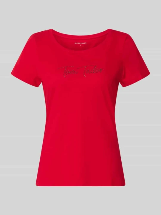 Zdjęcie produktu męski t-shirt o kroju regular fit z czystej bawełny Tom Tailor Czerwony