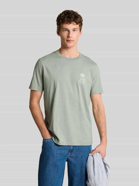 Zdjęcie produktu męski t-shirt o kroju regular fit z czystej bawełny Tom Tailor Miętowy