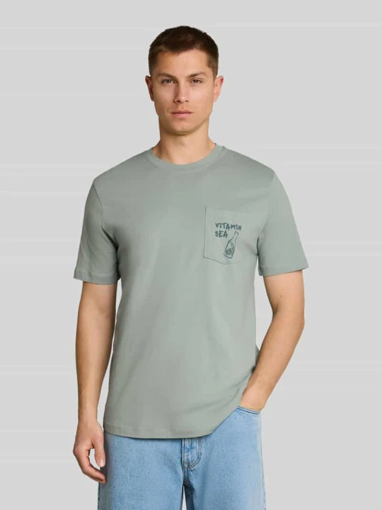 Zdjęcie produktu męski t-shirt o kroju regular fit z czystej bawełny Tom Tailor Jasnozielony