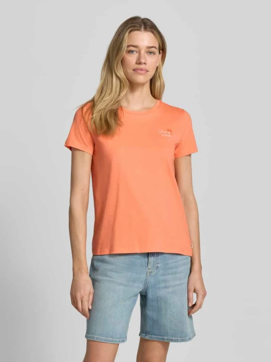 Zdjęcie produktu męski t-shirt o kroju regular fit z czystej bawełny Tom Tailor Koralowy