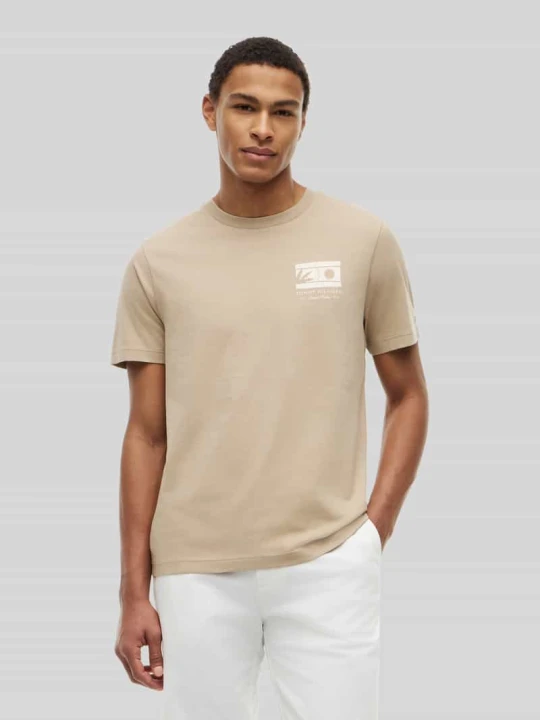 Zdjęcie produktu męski t-shirt o kroju regular fit z czystej bawełny Tommy Hilfiger Beżowy