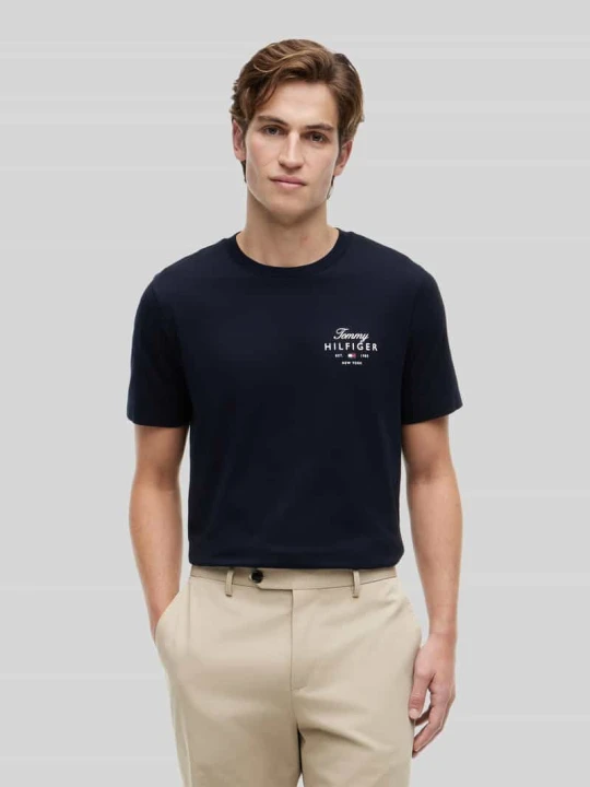 Zdjęcie produktu męski t-shirt o kroju regular fit z czystej bawełny Tommy Hilfiger Granatowy