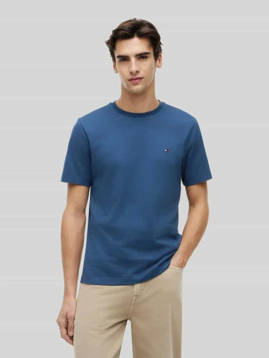 Zdjęcie produktu męski t-shirt o kroju regular fit z czystej bawełny Tommy Hilfiger Petrol
