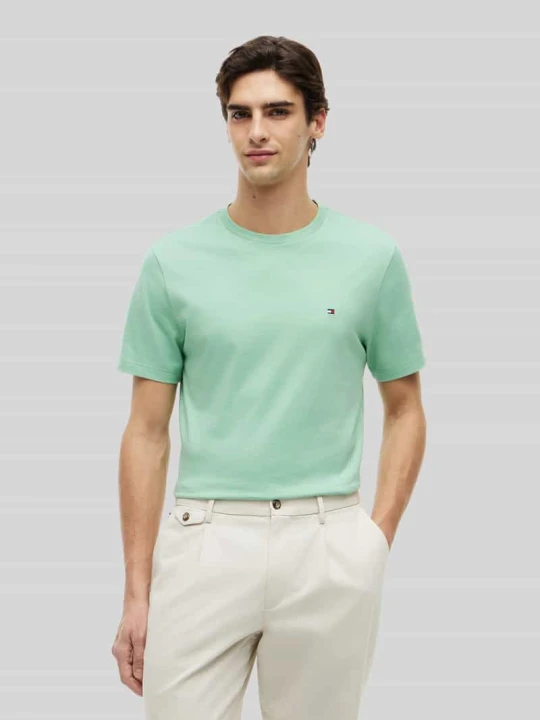 Zdjęcie produktu męski t-shirt o kroju regular fit z czystej bawełny Tommy Hilfiger Jasnozielony