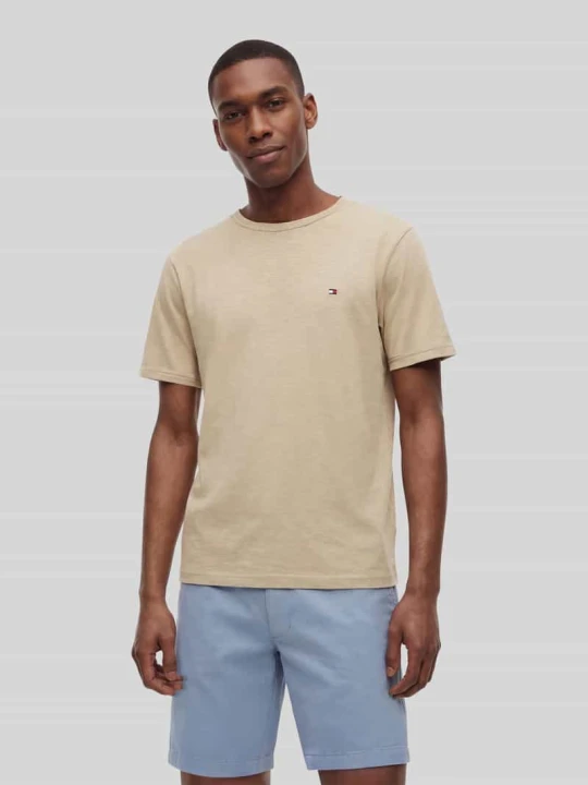 Zdjęcie produktu męski t-shirt o kroju regular fit z czystej bawełny Tommy Hilfiger Beżowy