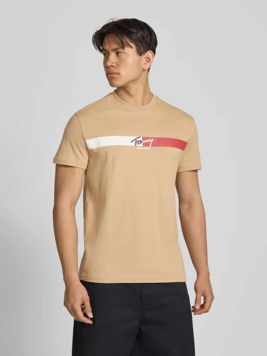 Zdjęcie produktu męski t-shirt o kroju regular fit z czystej bawełny Tommy Jeans Beżowy