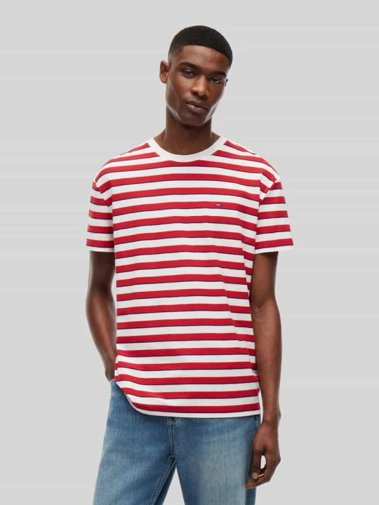 Zdjęcie produktu męski t-shirt o kroju regular fit z czystej bawełny Tommy Jeans Czerwony