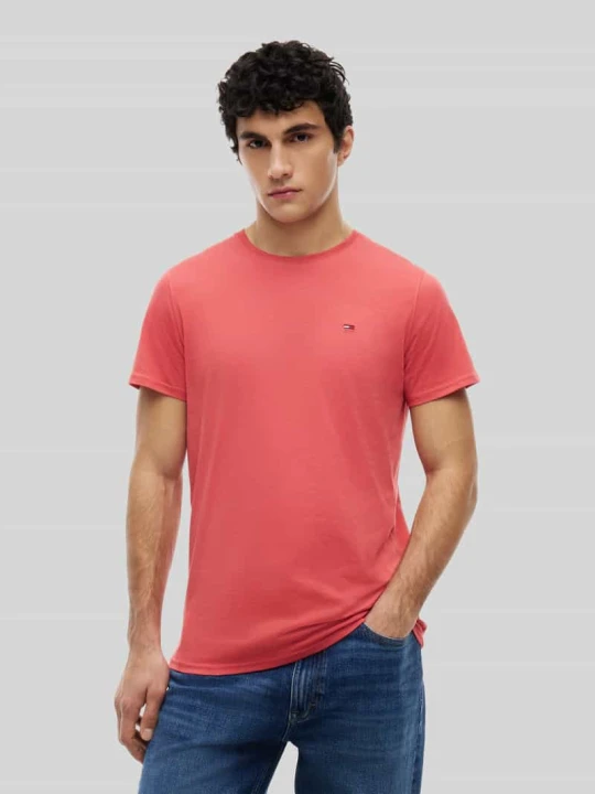 Zdjęcie produktu męski t-shirt o kroju regular fit z czystej bawełny Tommy Jeans Czerwony