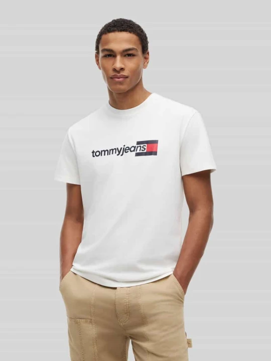 Zdjęcie produktu męski t-shirt o kroju regular fit z czystej bawełny Tommy Jeans Écru