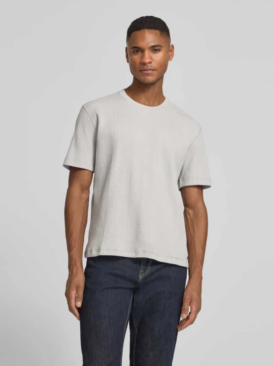 Zdjęcie produktu męski t-shirt o kroju regular fit z fakturą wafla model 'STRUCTURE' Boss Jasnoszary