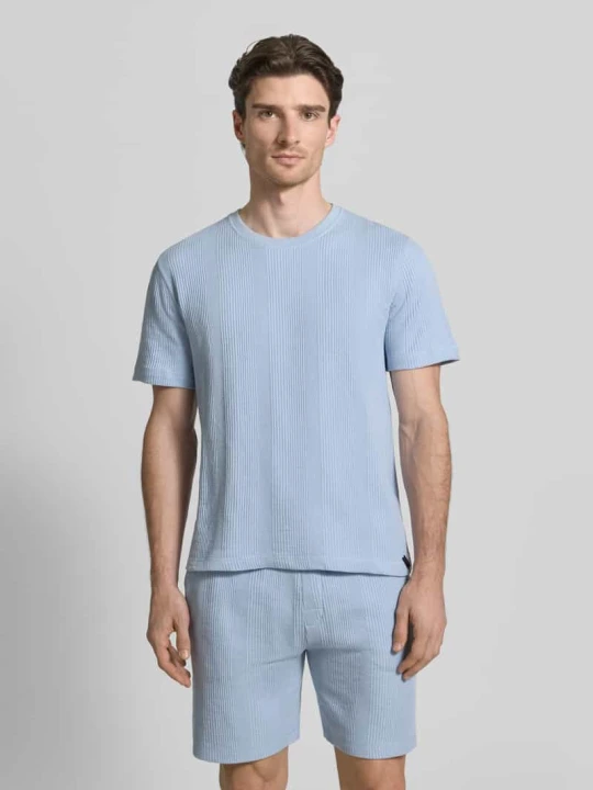 Zdjęcie produktu męski t-shirt o kroju regular fit z fakturą wafla model 'STRUCTURE' Boss Jasnoniebieski