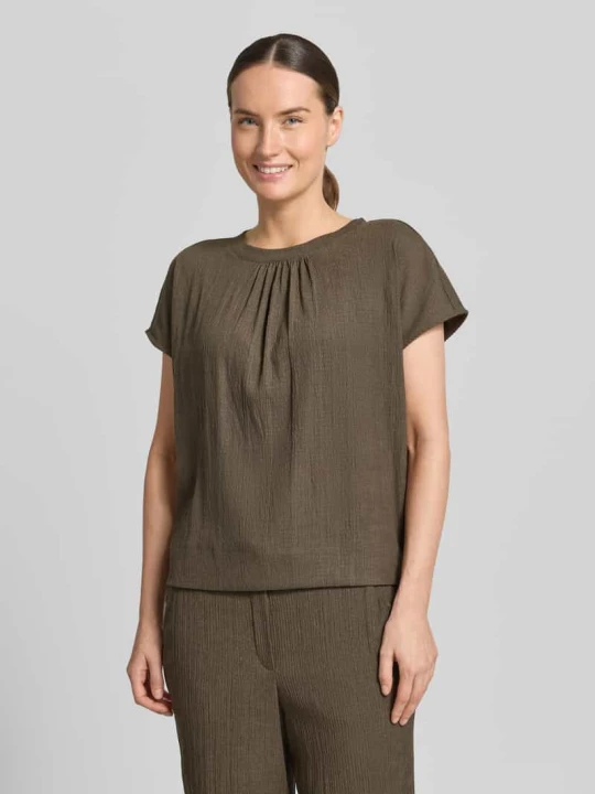 Zdjęcie produktu męski t-shirt o kroju regular fit z fakturowanym wzorem model 'Salti' Opus Khaki