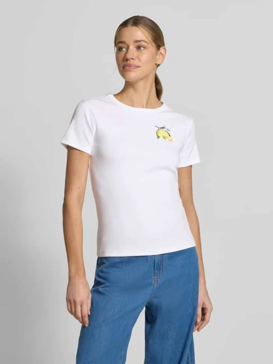 Zdjęcie produktu męski t-shirt o kroju regular fit z mieszanka bawełny model 'DELORIS_4' Hugo Złamany biały