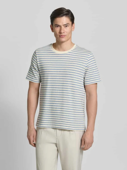 Zdjęcie produktu męski t-shirt o kroju regular fit z mieszanka bawełny model 'KEVIN' Selected Homme Niebieski