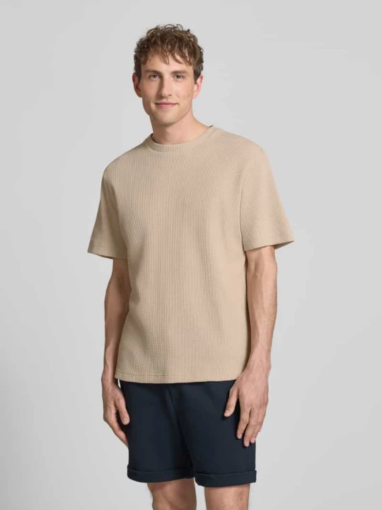 Zdjęcie produktu męski t-shirt o kroju regular fit z mieszanka bawełny model 'TOBIE' Only & Sons Beżowy