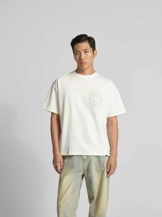 Zdjęcie produktu męski t-shirt o kroju regular fit z mieszanki bawełny Don't Waste Culture Złamany biały