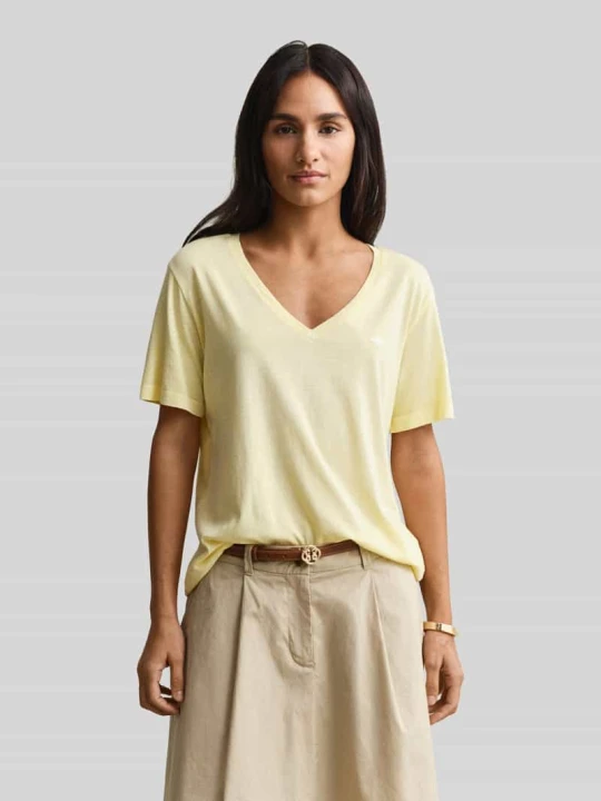 Zdjęcie produktu męski t-shirt o kroju regular fit z mieszanki bawełny Gant Żółty