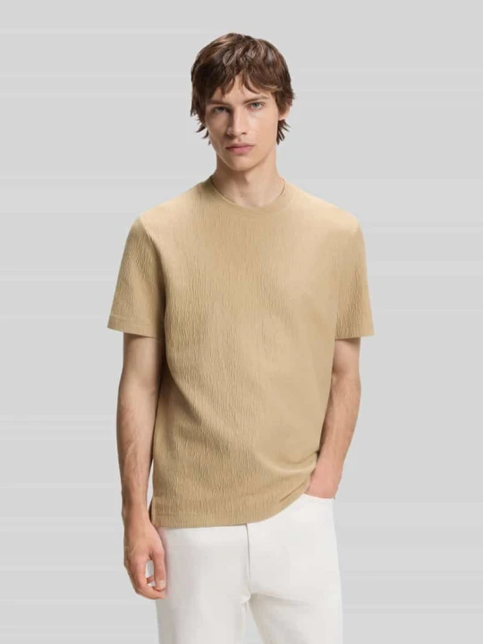 Zdjęcie produktu męski t-shirt o kroju regular fit z mieszanki bawełny Hugo Beżowy