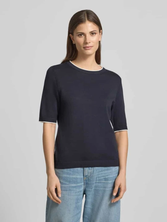 Zdjęcie produktu męski t-shirt o kroju regular fit z mieszanki bawełny i modalu s.Oliver Granatowy