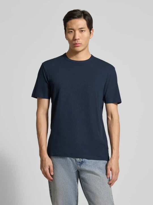 Zdjęcie produktu męski t-shirt o kroju regular fit z mieszanki bawełny i modalu Tom Tailor Granatowy